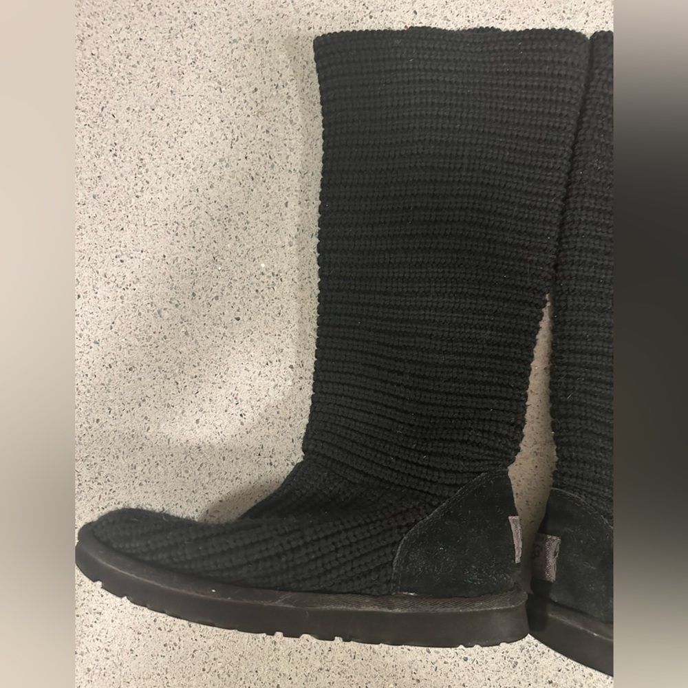 UGG Classic Cardy Black Knit Boots with Button Accents 8 - Picture 7 of 13